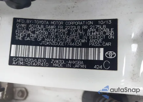 2014 Toyota Prius Four from USA, damaged, VIN JTDKN3DU0E1744434